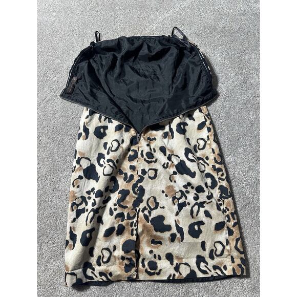 The Limited 90s Y2K Leopard Print Mini Dress 6 Zipper Strapless Sheath Mobwife - Picture 8 of 12